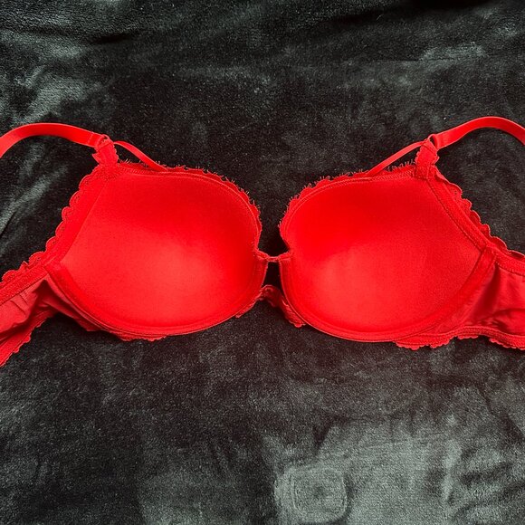 EUC Aerie American Eagle Red Show Off Coquette Lace Balconette Bra 32DD 34D - Picture 9 of 9